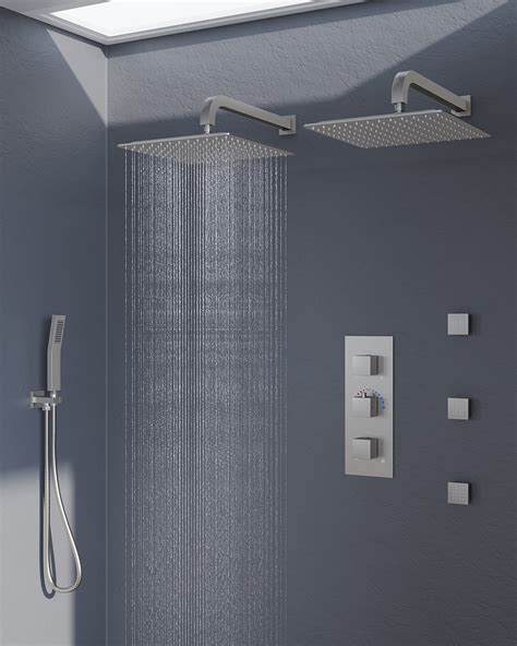 GRANDJOY Shower System Set Double Wall Mount 12 In Rainfall Shower