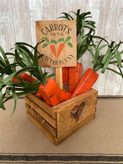 Rustic Wooden Carrots Painted Distressed And Waxed Etsy In