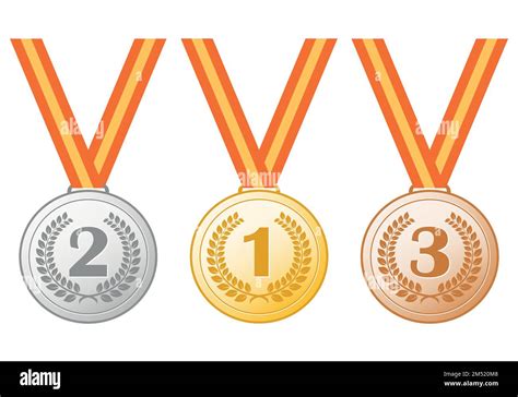 Medals Gold Silver And Bronze Medal Vector Illustration On White