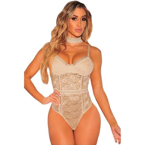 Floral Lace Bustier Bodysuit Women Sexy Sleeveless Backless See Through