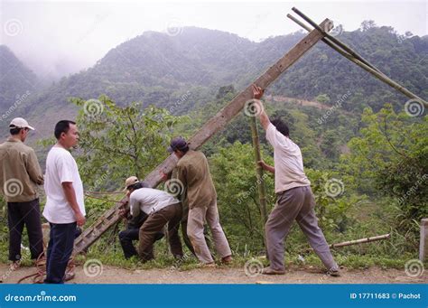 Installation of pole editorial stock photo. Image of handling - 17711683