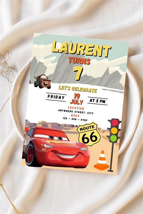 Cars Birthday Party Invitation Cars Theme Cars Lightning Mcqueen