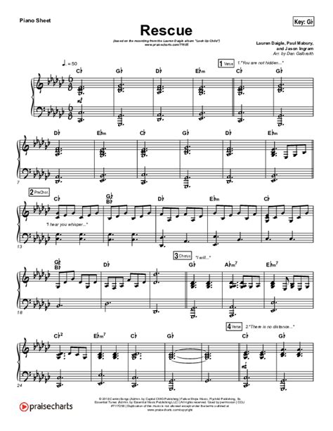 Rescue Sheet Music PDF Lauren Daigle PraiseCharts