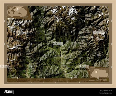 Punakha District Of Bhutan Low Resolution Satellite Map Locations