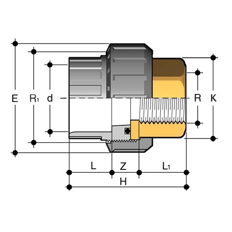 MyVink FIP PVC U Brass BIFOV Socket Union Threaded F Grey RAL