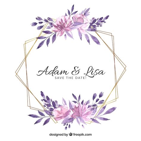 Bloemen Bruiloft Frame Sjabloon Gratis Vector