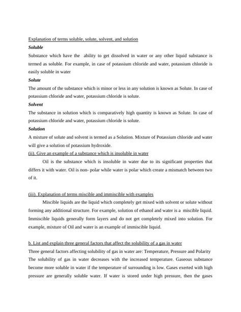 Gas Solution Examples Chemistry