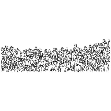 Premium Vector Outline Crowd Of People On Stadium Vector Illustration