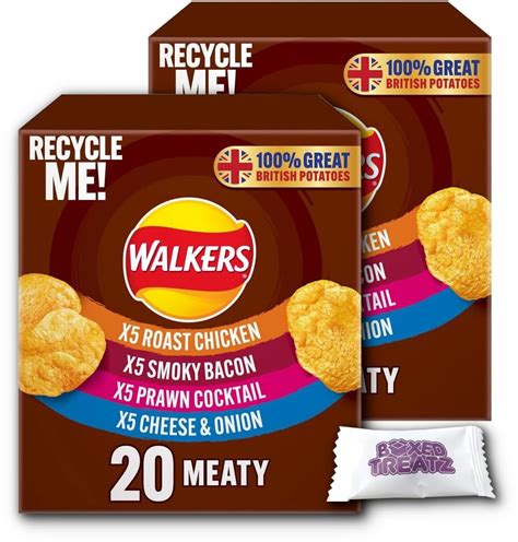 Walkers Meaty Variety Crisps 25g Bags Multipack Of Walkers Meaty