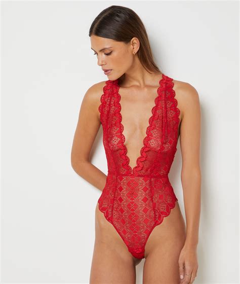 Body en dentelle décolleté plongeant SKY ROUGE ETAM