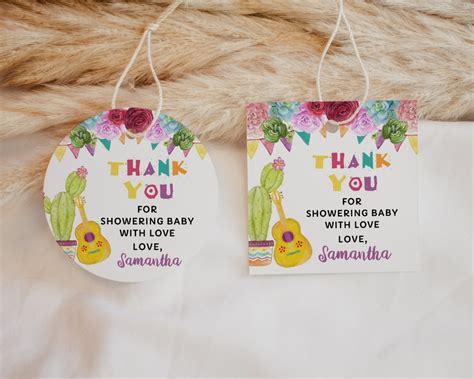 Editable Fiesta Baby Shower Favor Tag Cactus Baby Shower Thank You Tag