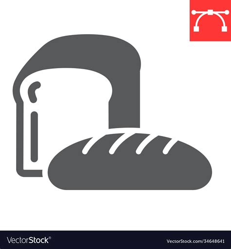 Bread Glyph Icon Bakery And Breakfast Loaf Sign Vector Image