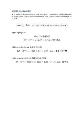 Resolucion Problemas Equilibrio De Solubilidad PDF