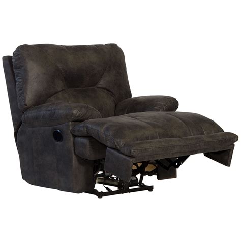 Catnapper Voyager Power Lay Flat Recliner In Slate Gray Polyester Fabric