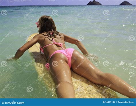 Girl In A Red Bikini On A Hawaii Beach Stock Photography