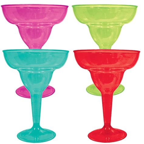 Fiesta Colors 11 Oz Plastic Margarita Glasses Party At Lewis Elegant Party Supplies Plastic