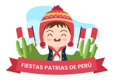 Felices Fiestas Patrias O Ilustración De Dibujos Animados Del Día De La