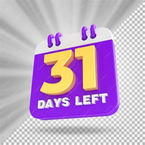 Premium Psd 31 Day Left Calendar