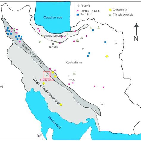 Schematic Map Of Iran With Location Of The Zagros Fold Belt Alborz