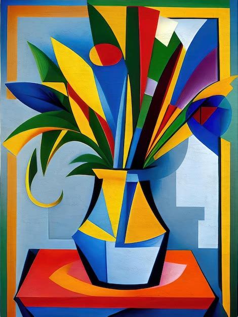 Premium Photo | Cubism inspired bouquet painting artistic flowers ...