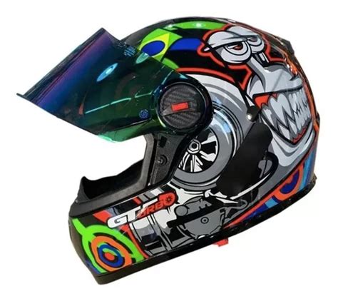 Casco Moto Fw Gt Turbo Black Tam Con Visera Camale N Mercadolibre