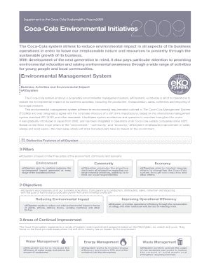 Fillable Online Supplement To The Coca Cola Sustainability Report