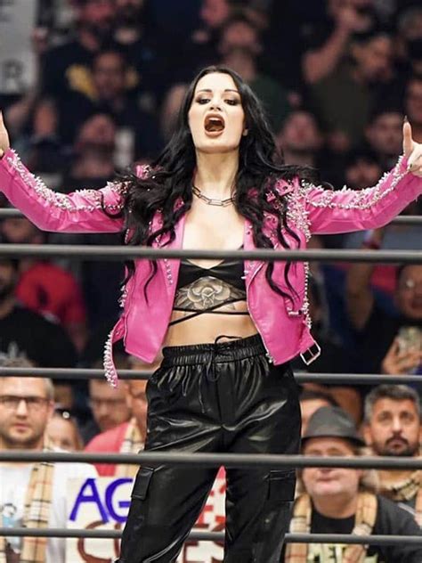 WWE Paige AEW Dynamite Saraya Pink Spiked Leather Jacket