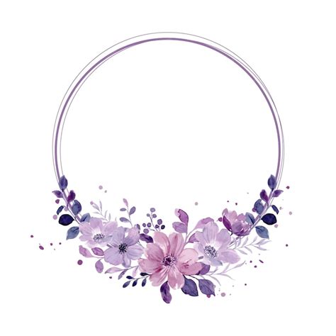 Premium Vector Watercolor Purple Floral Wreath With Circles