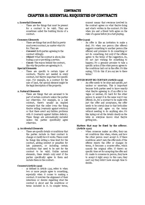 Contracts Chapter 2 CONTRACTS CHAPTER II ESSENTIAL REQUISITES OF