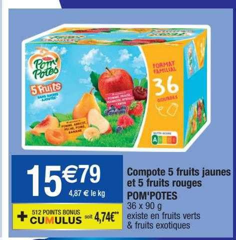 Promo Compote Fruits Jaunes Et Fruits Rouges Pom Potes Chez Migros