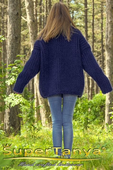 Thick Blue Ribbed Mohair Sweater Fuzzy Handmade Jumper Hand Etsy