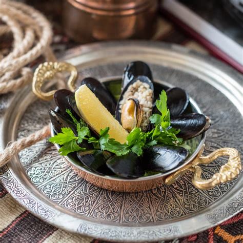 Turkish Rice Stuffed Mussels, Midye Dolma Stock Photo - Image of ...