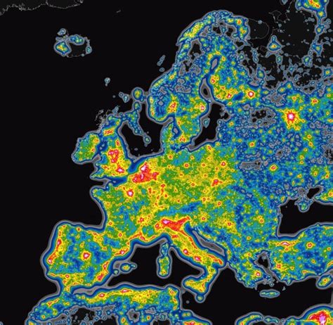 Light pollution in Europe : MapPorn