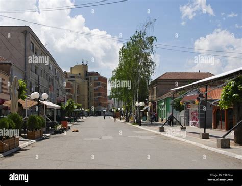 Lebane Serbia May Downtown In Lebane Is Walking Area Stock