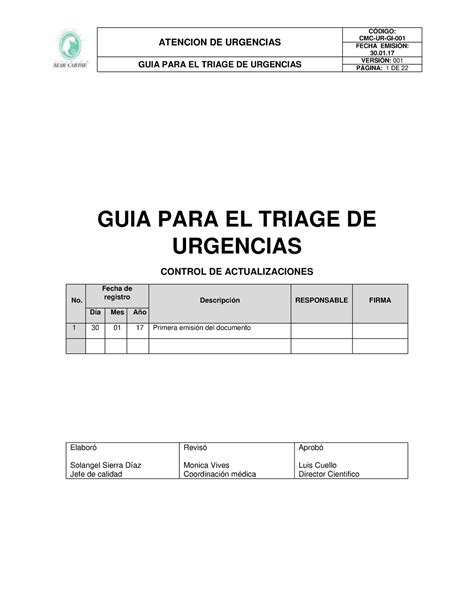 Guia Para El Triage De Urgencias Atencion De Urgencias Guia Para El