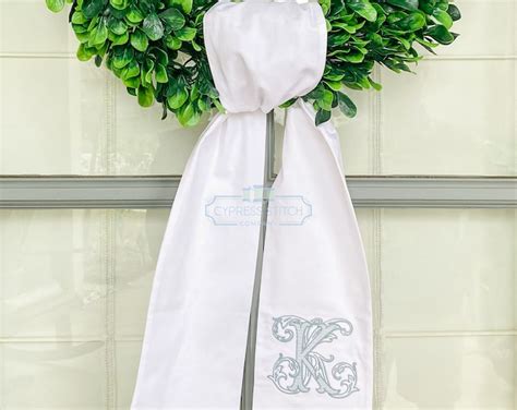 Monogram Wreath Sash Initial Wreath Sash Etsy