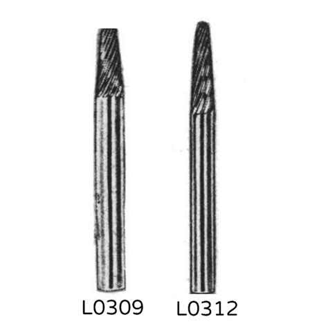 L Shape Carbide Burrs On 3mm Spindle Ball Nosed Cone