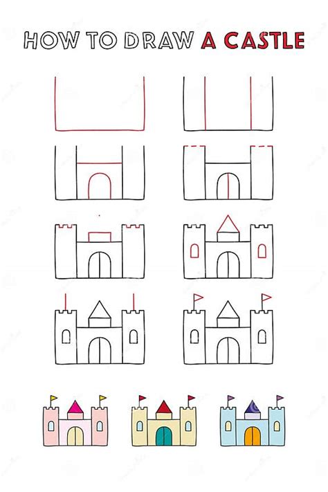 How To Draw A Castle Step By Step Drawing Tutorial Simple Educational