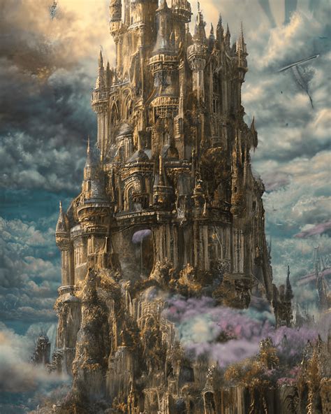 Mystical Castle on Clouds Graphic · Creative Fabrica