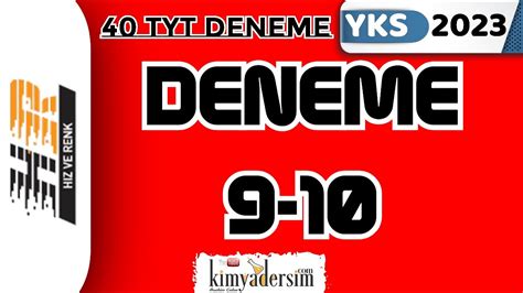 TYT Kimya Deneme Çözümü 9 10 Hız ve Renk Yayınları YKS 2023 YouTube