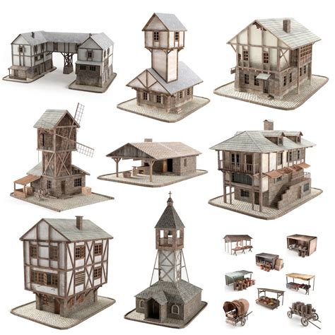 3d Medieval Town City Buildings Model Turbosquid 1676560