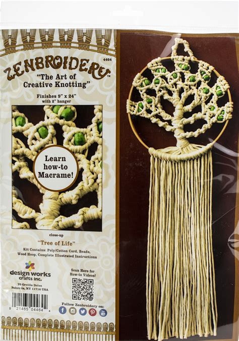 Design Works Zenbroidery Macrame Wall Hanging Kit X Tree Of Life