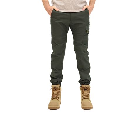 Tradie Mens Flex Cuffed Skinny Cargo Pants Green Nz