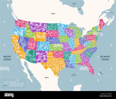 United States Congressional Districts Map High Detailed Vector Illustration All Elements