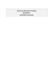 Business Analysis Docx Business Decision Analysis Busi Yorkville