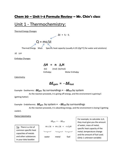 Chem Unit Formula Review