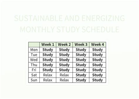 Monthly Study Plan Schedule Excel Template And Google Sheets File For ...