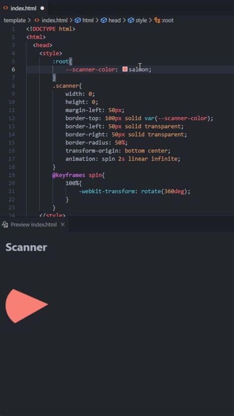 Radar Scanner Html Css Tutorial For Beginners Using Vscode Ide Shorts