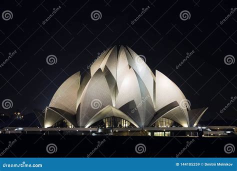 Bahai Lotus Temple at Night in Delhi, India Stock Image - Image of ...