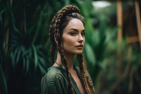 Premium Ai Image Beautiful Woman With Long Braided Hair And A